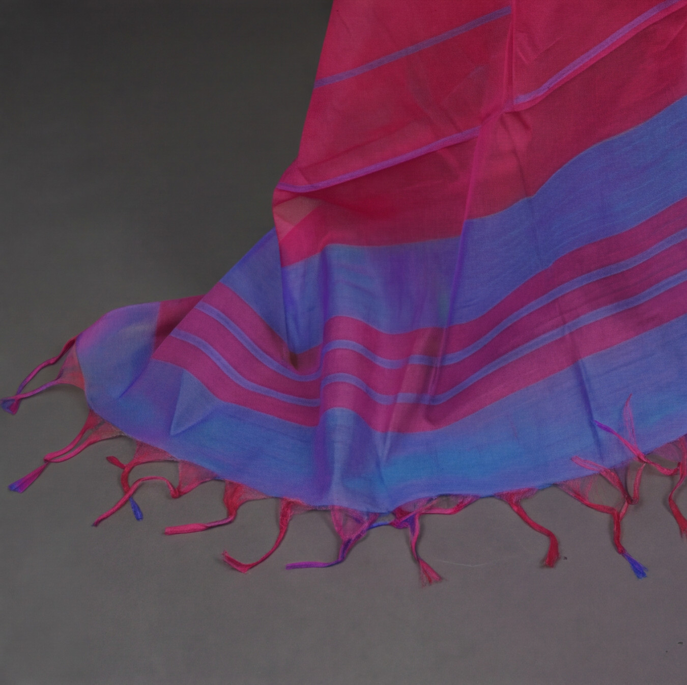 Magalagiri Cotton Stripes - Electric Blue & Magenta