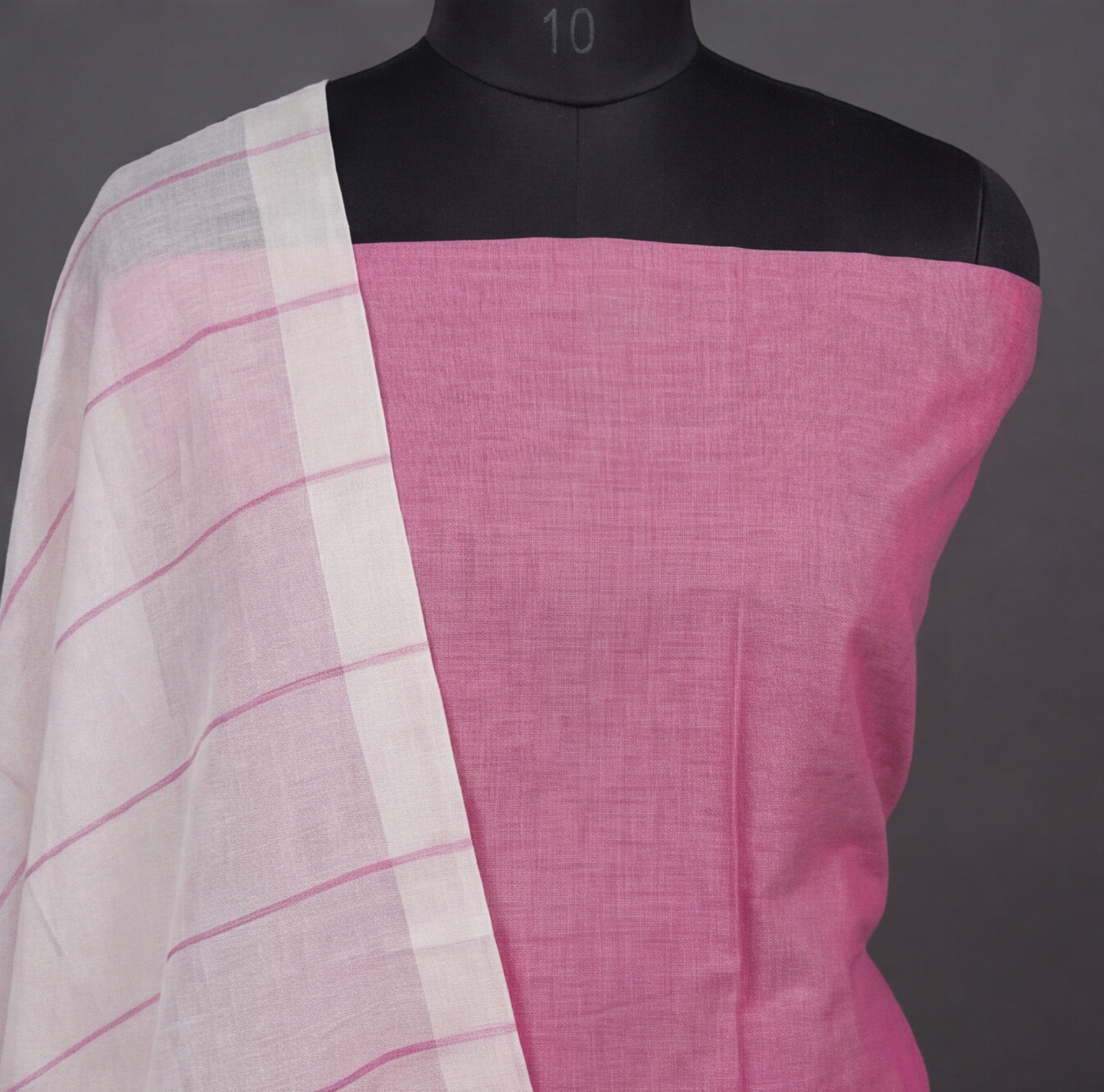 Magalagiri Cotton Stripes - Rose Pink & White