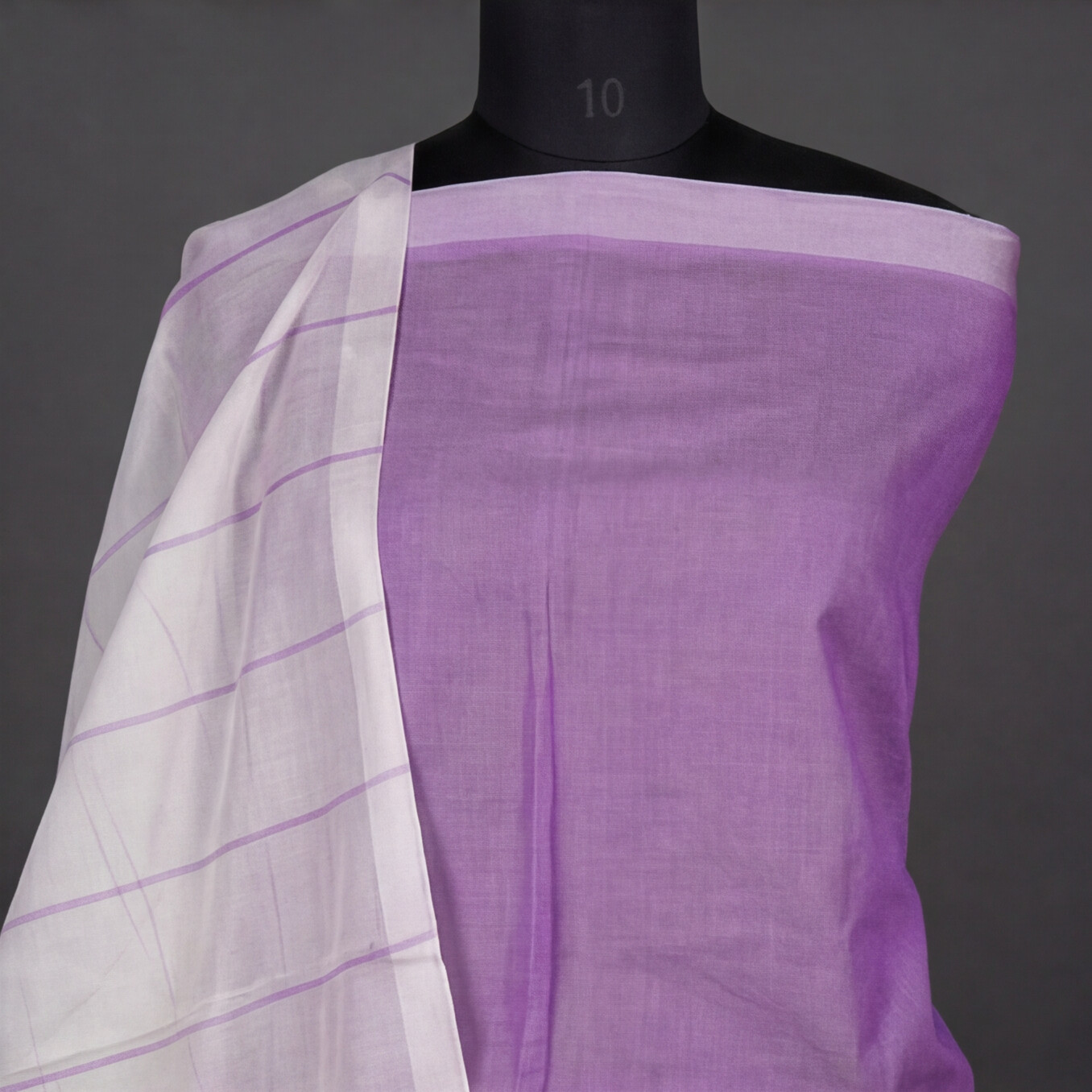 Magalagiri Cotton Stripes - Lavender/Purple & White
