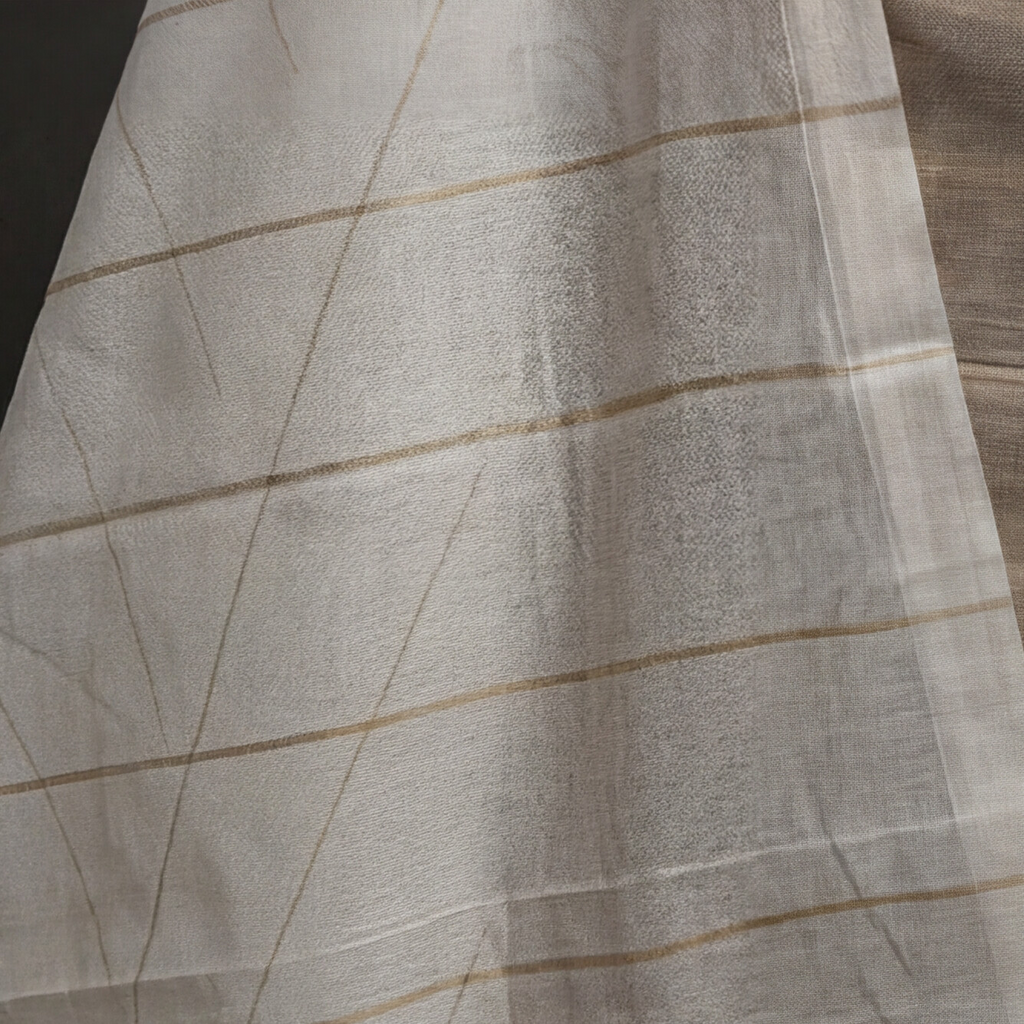 Magalagiri Cotton Stripes - Beige/Tan & White