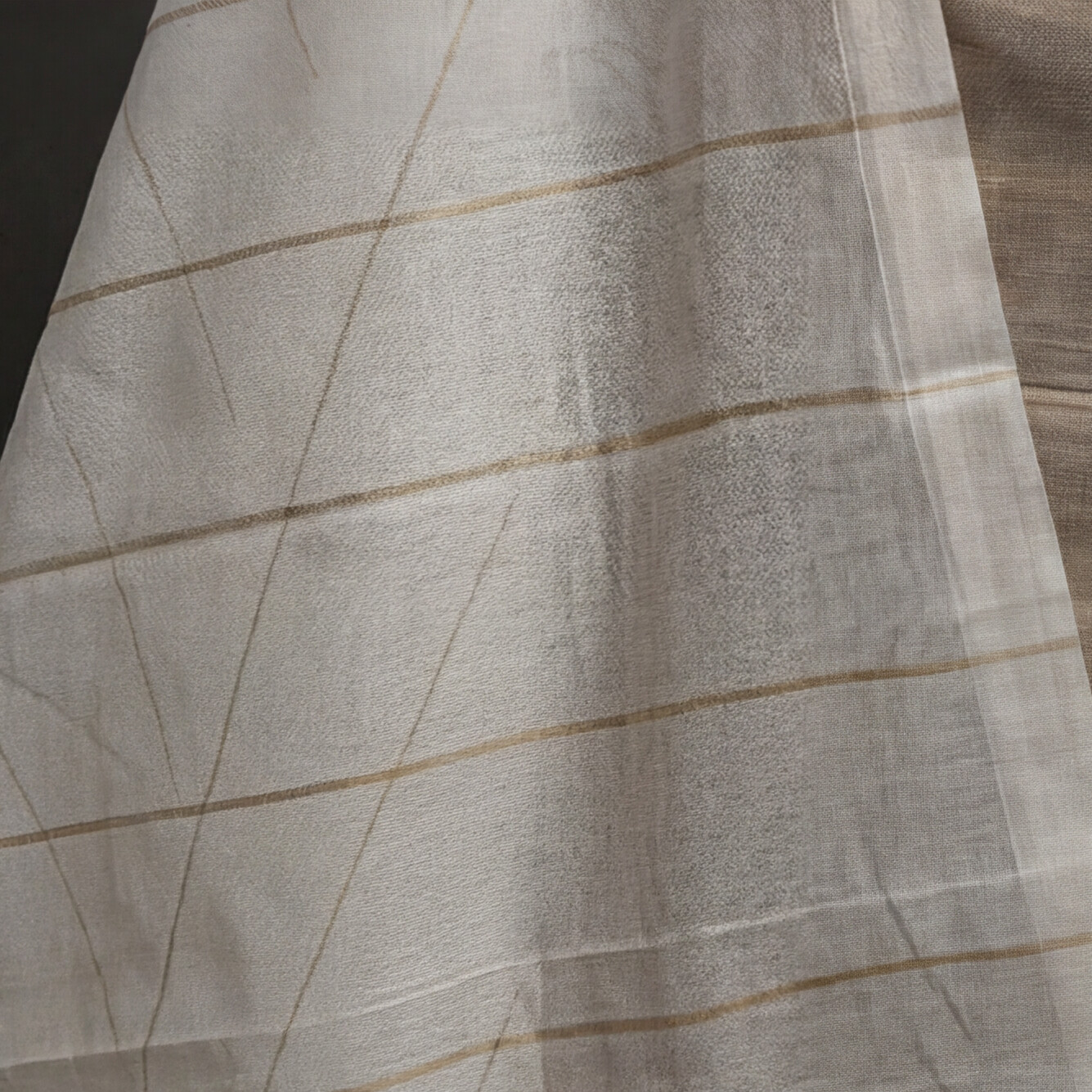 Magalagiri Cotton Stripes - Beige/Tan & White