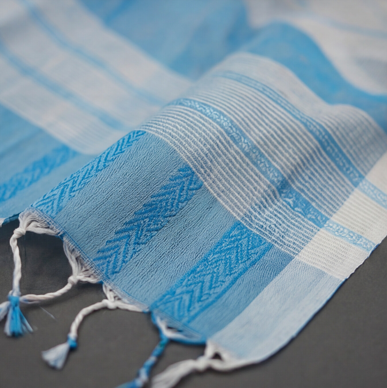 Magalagiri Cotton Stripes - Sky Blue & White