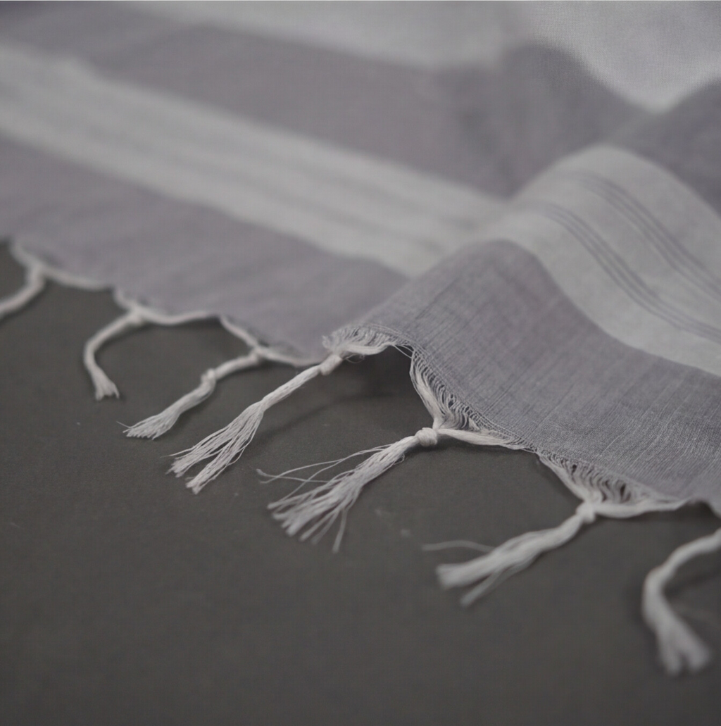 Magalagiri Cotton Stripes - Grey & White
