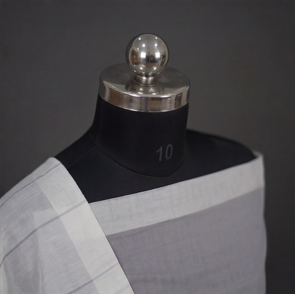 Magalagiri Cotton Stripes - Grey & White