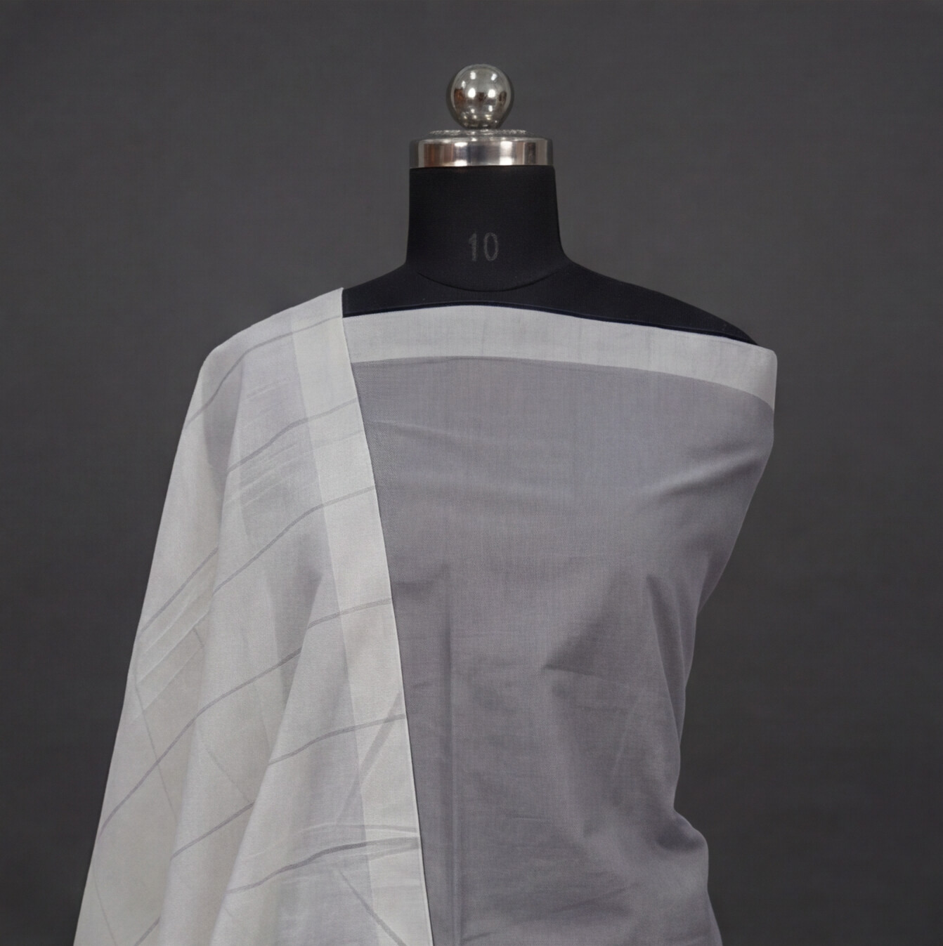 Magalagiri Cotton Stripes - Grey & White