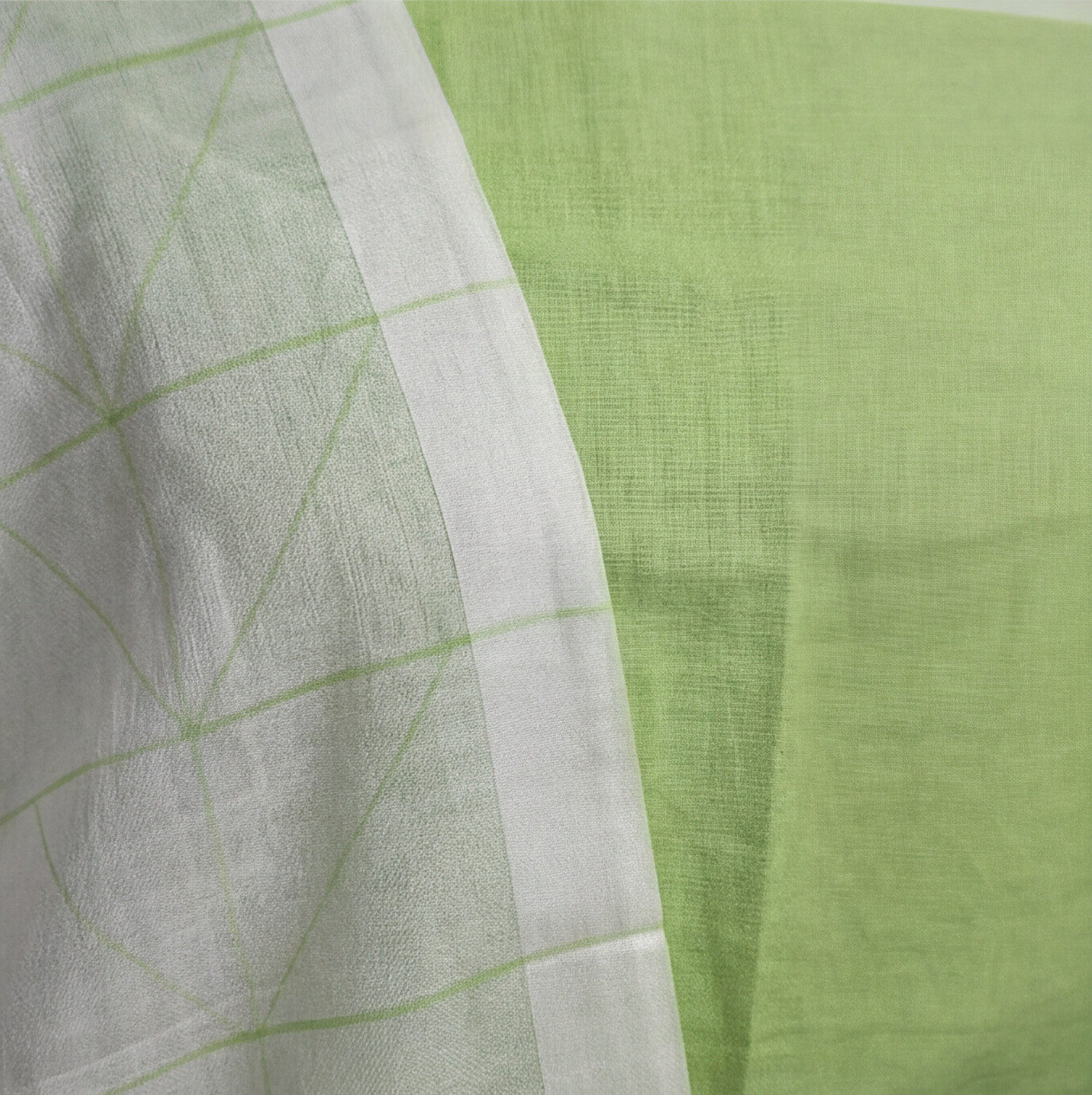 Magalagiri Cotton Stripes - Lime Green & White