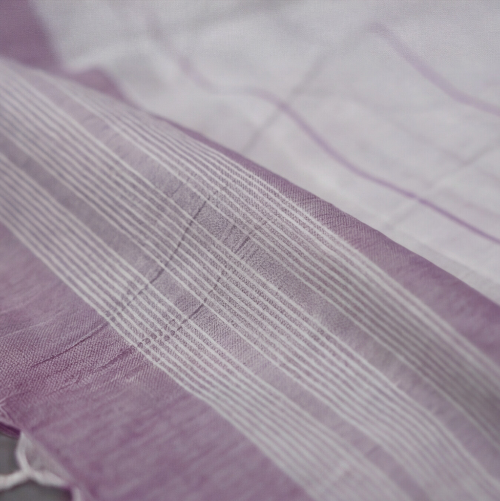 Magalagiri Cotton Stripes - Dusty Mauve & White