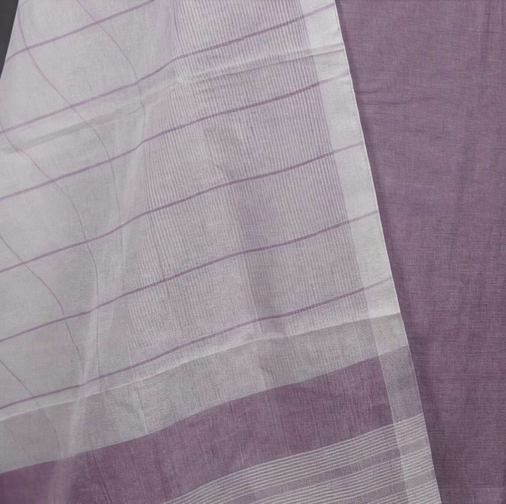 Magalagiri Cotton Stripes - Dusty Mauve & White