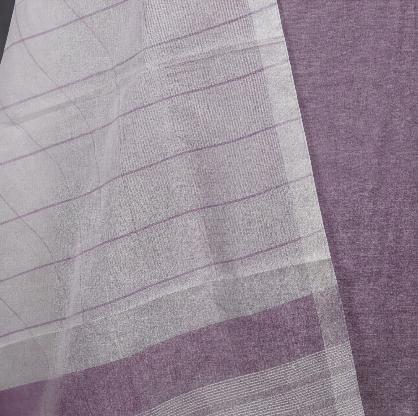 Magalagiri Cotton Stripes - Dusty Mauve & White