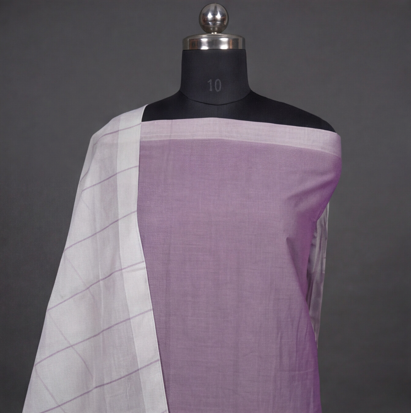 Magalagiri Cotton Stripes - Dusty Mauve & White