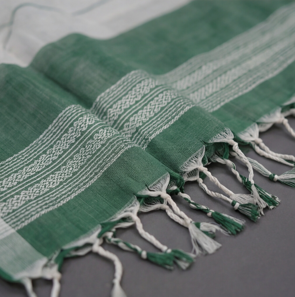 Magalagiri Cotton Stripes - Seafoam Green & White