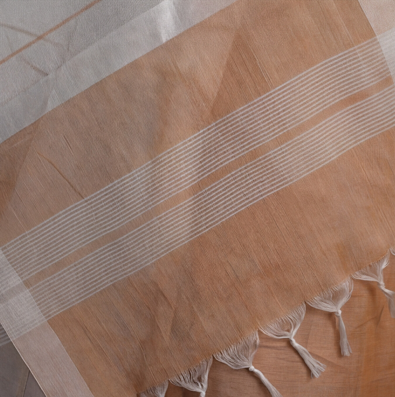 Magalagiri Cotton Stripes - Peach & White