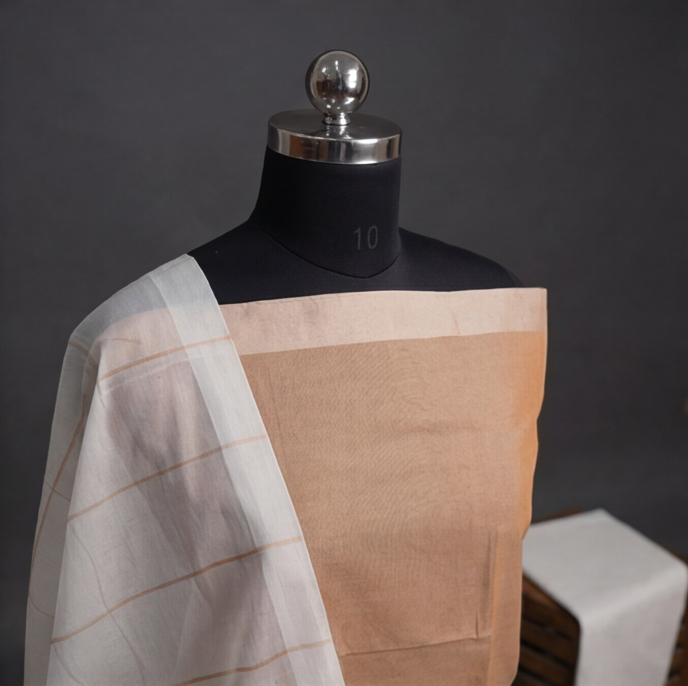 Magalagiri Cotton Stripes - Peach & White