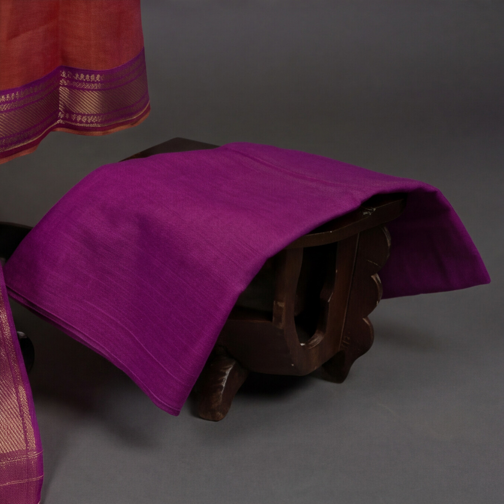 Mangalagiri Pure Cotton Zari - Peach & Magenta