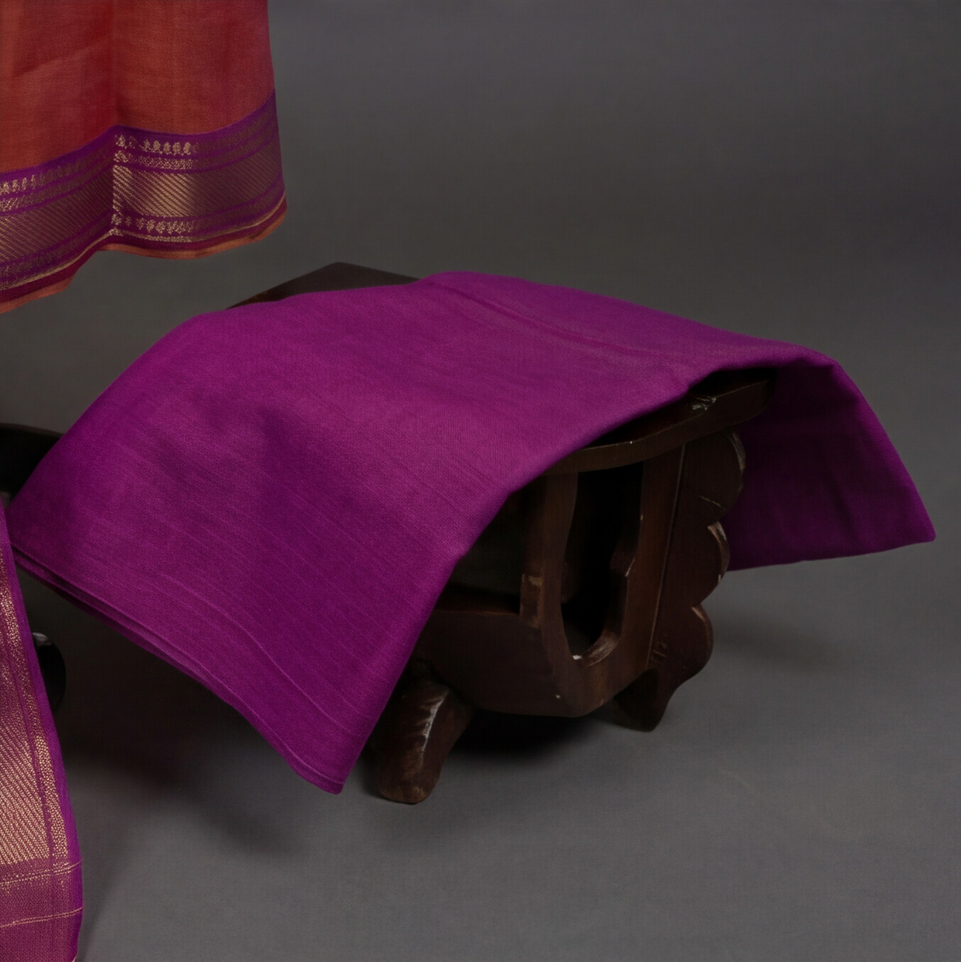 Mangalagiri Pure Cotton Zari - Peach & Magenta