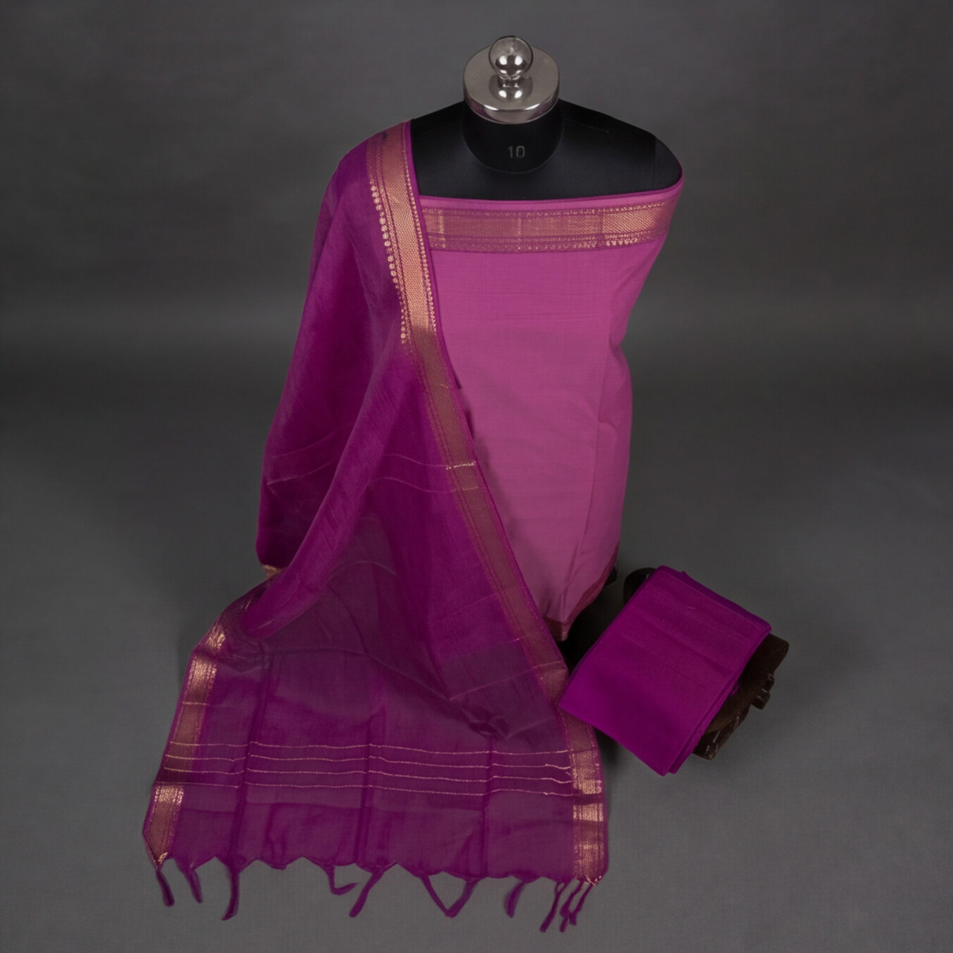 Mangalagiri Pure Cotton Zari - Lavender & Magenta
