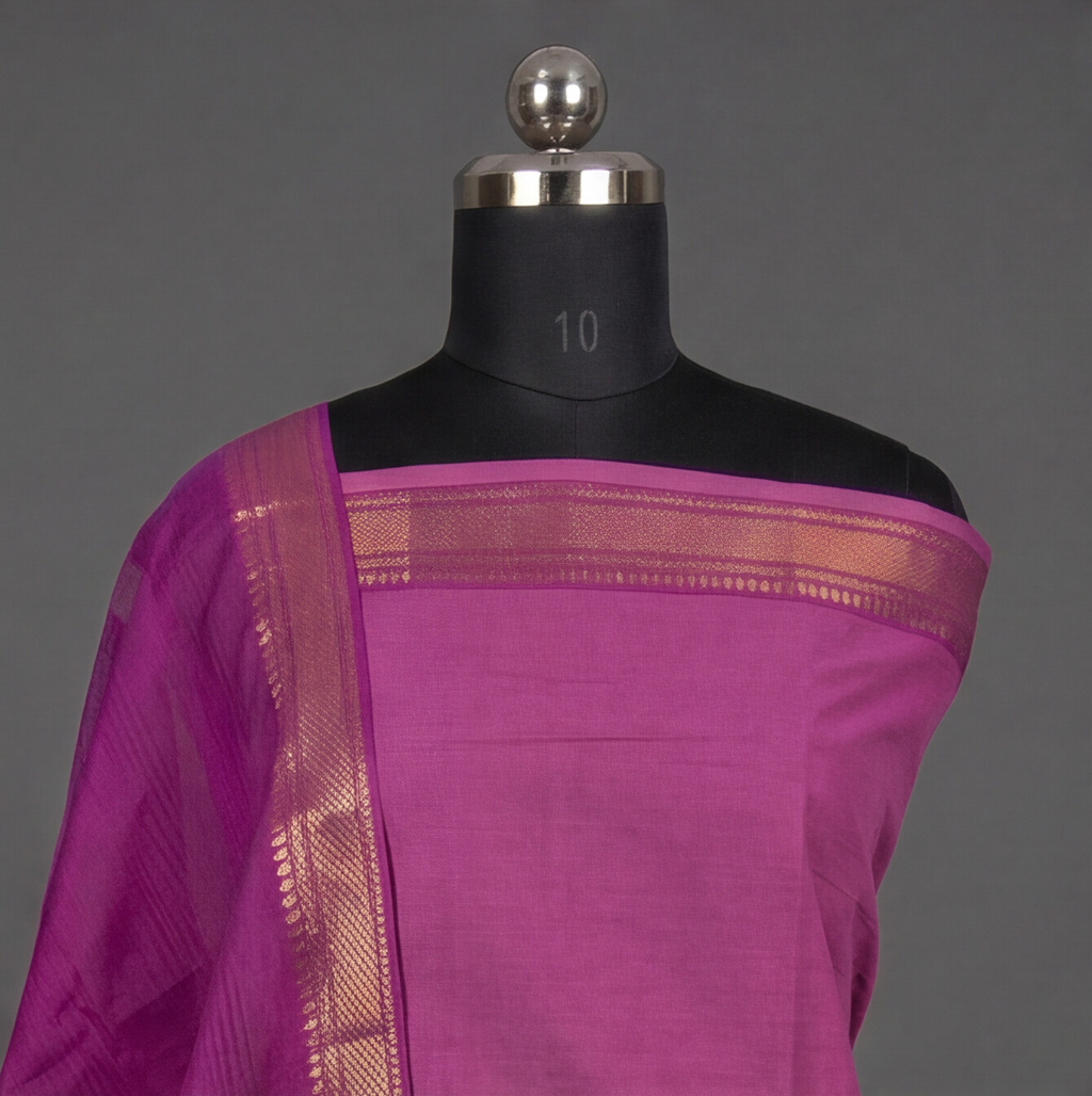 Mangalagiri Pure Cotton Zari - Lavender & Magenta