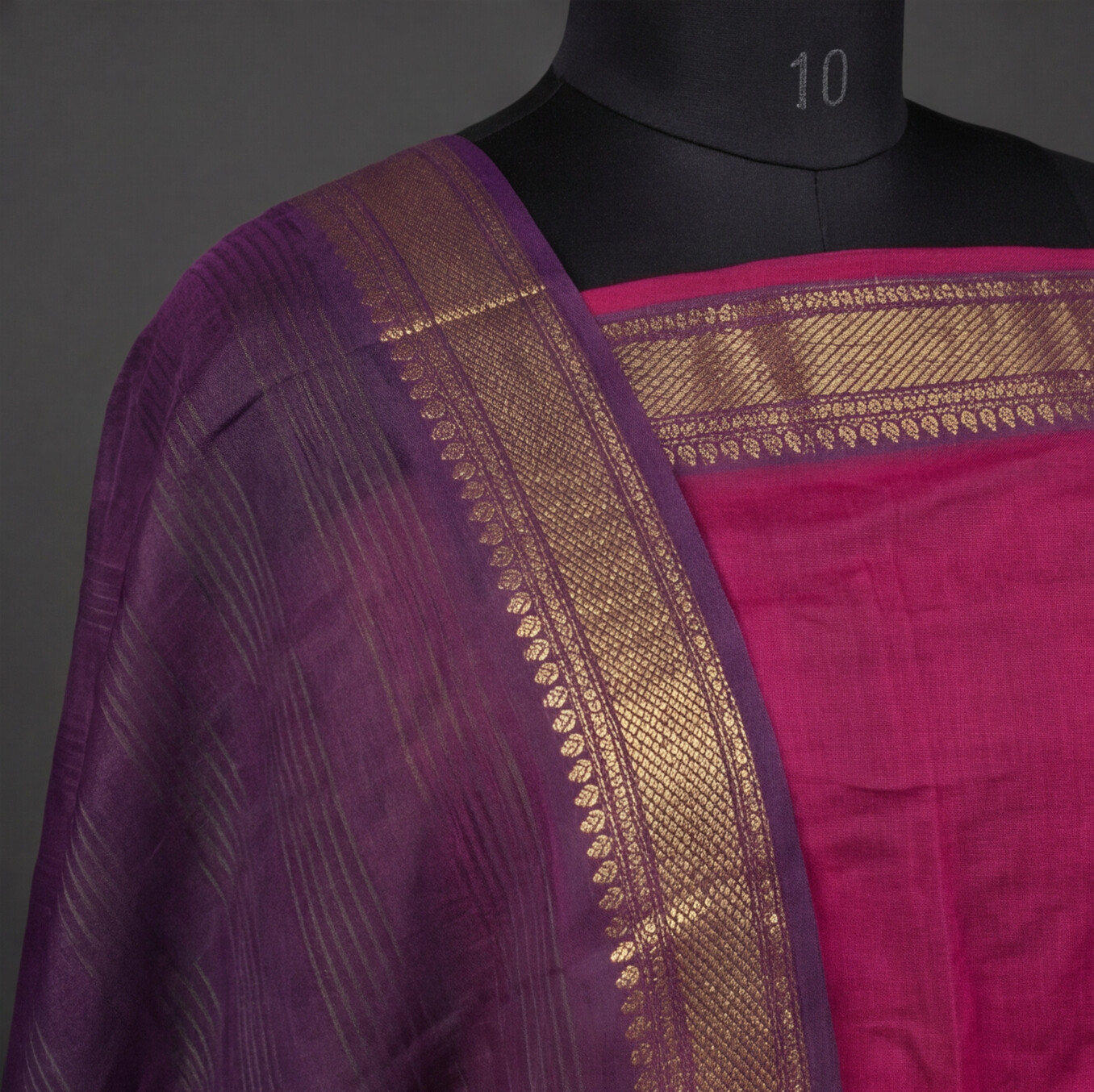 Mangalagiri Pure Cotton Zari - Magenta & Deep Purple