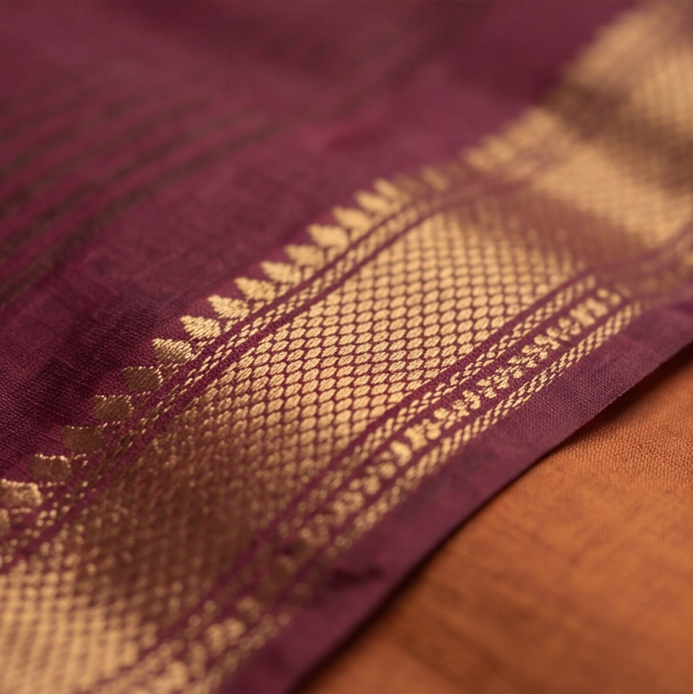 Mangalagiri Pure Cotton Zari - Orange & Maroon