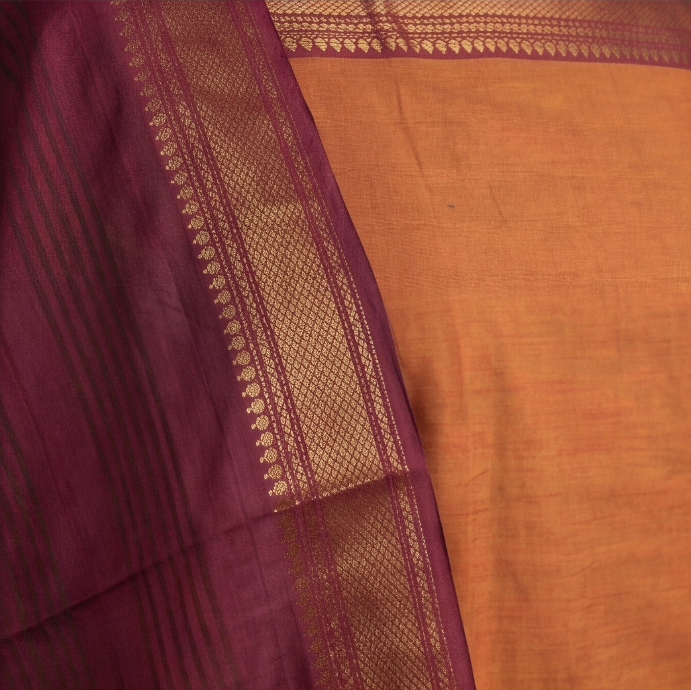 Mangalagiri Pure Cotton Zari - Orange & Maroon