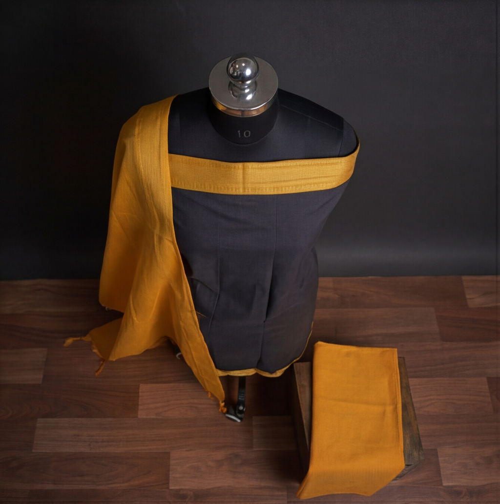 Mangalagiri Pure Cotton Zari - Black & Mustard
