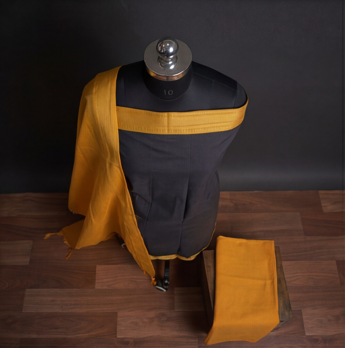 Mangalagiri Pure Cotton Zari - Black & Mustard