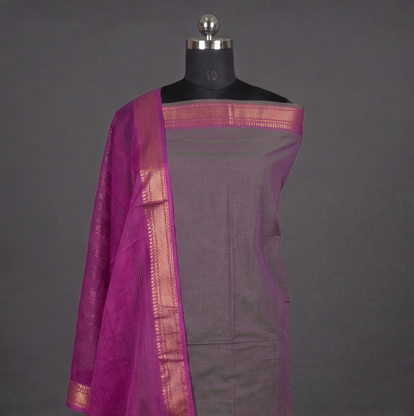 Mangalagiri Pure Cotton Zari - Dusty Rose & Magenta