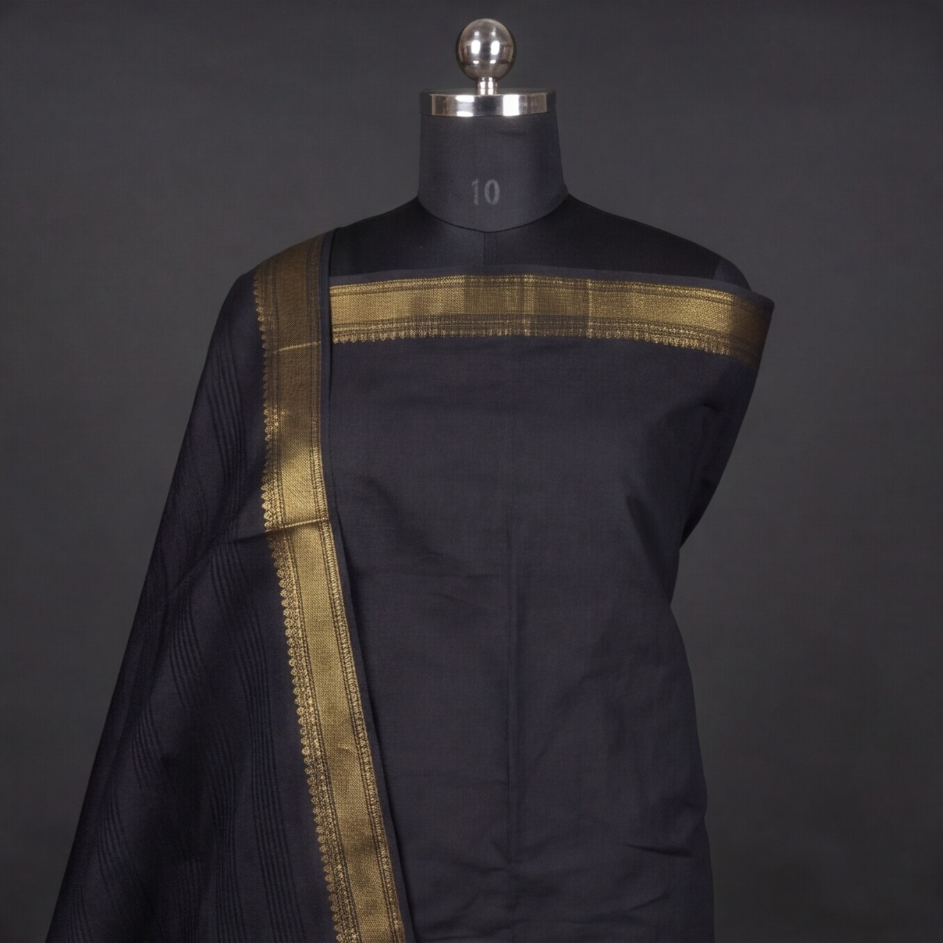 Mangalagiri Pure Cotton Zari - Full Black