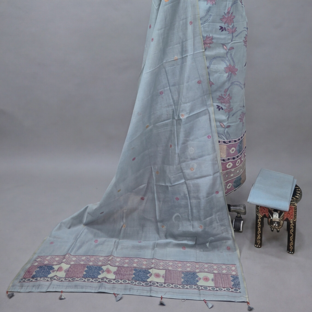 Premium Chanderi Thread - Steel Blue