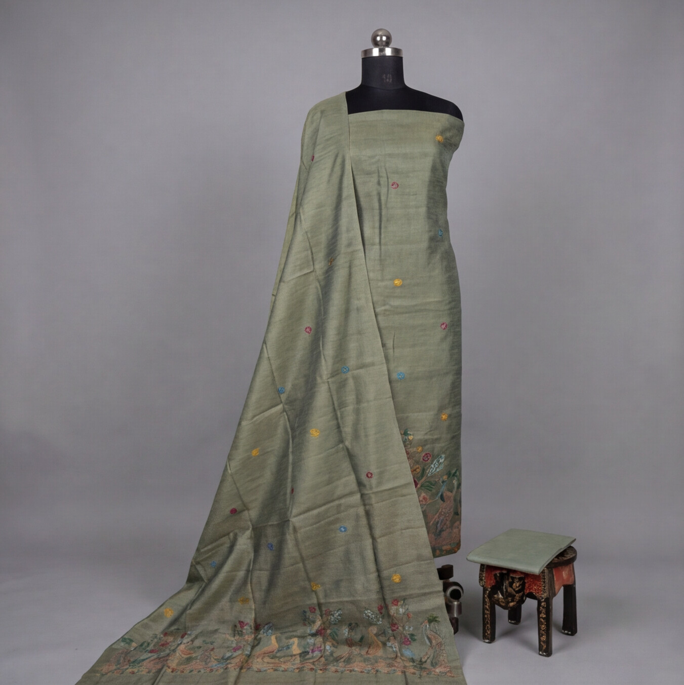 Premium Chanderi Zari - Olive Green