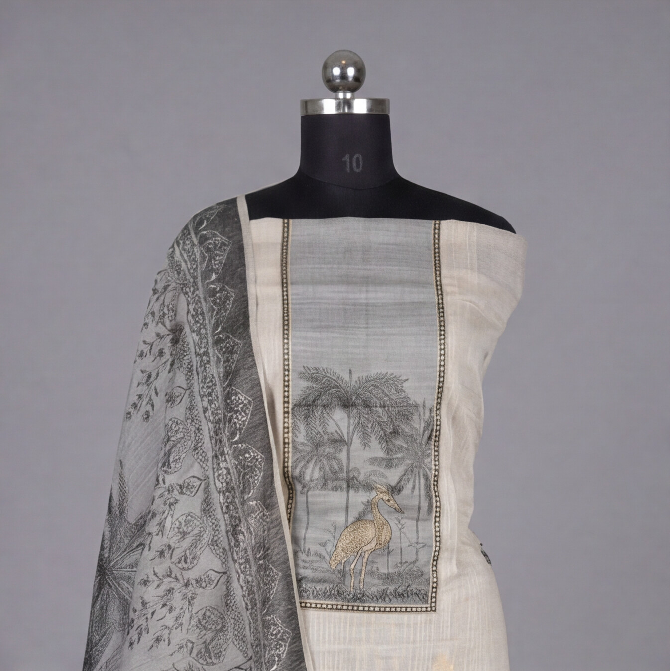 Premium Chanderi Zari - Gray