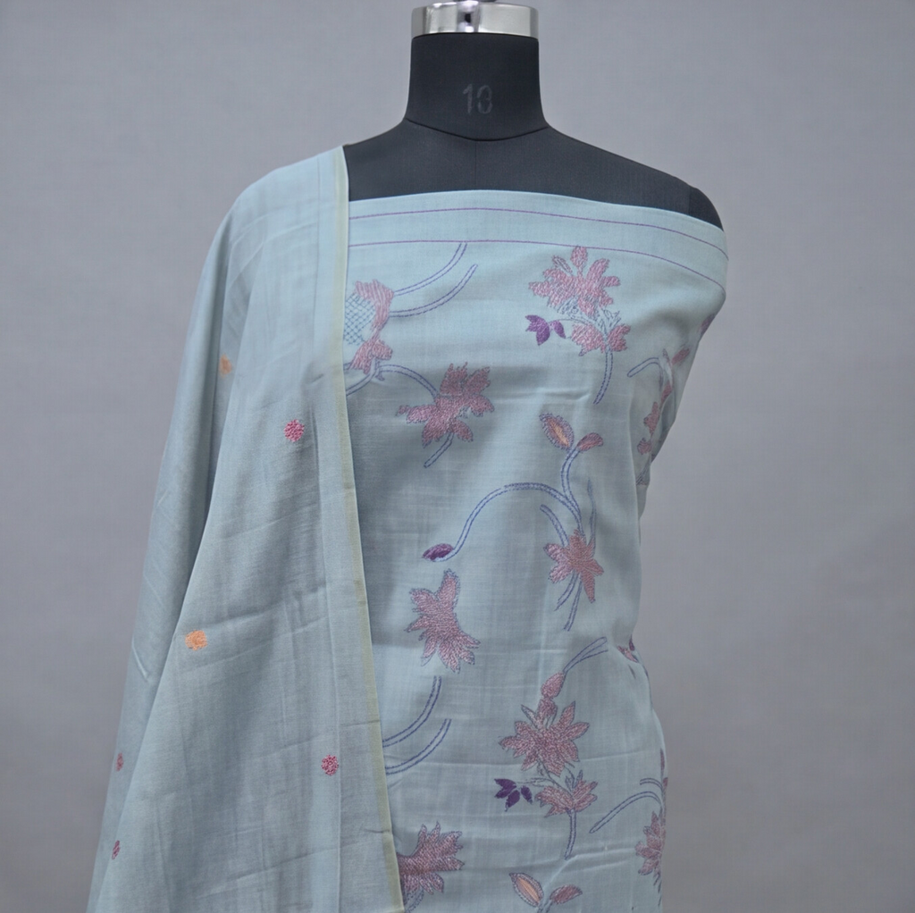 Premium Chanderi Thread - Steel Blue