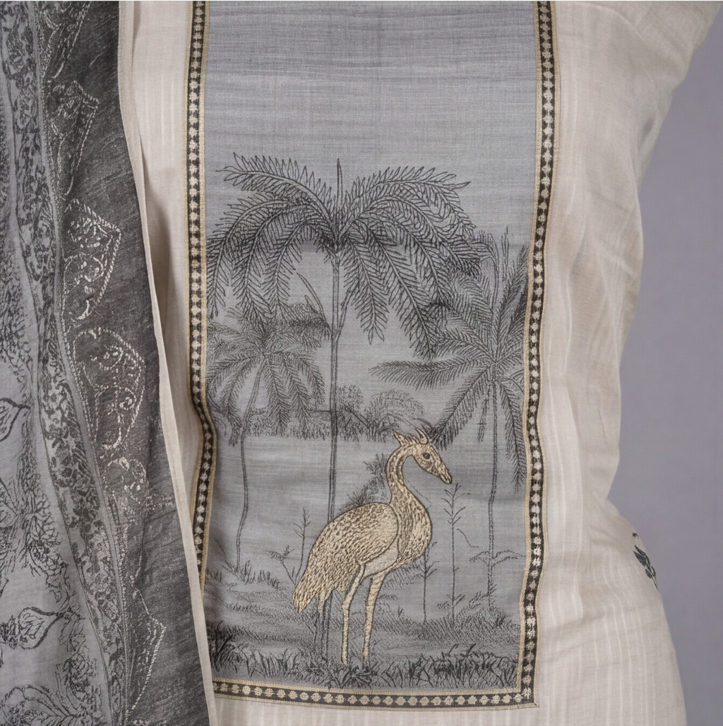Premium Chanderi Zari - Gray