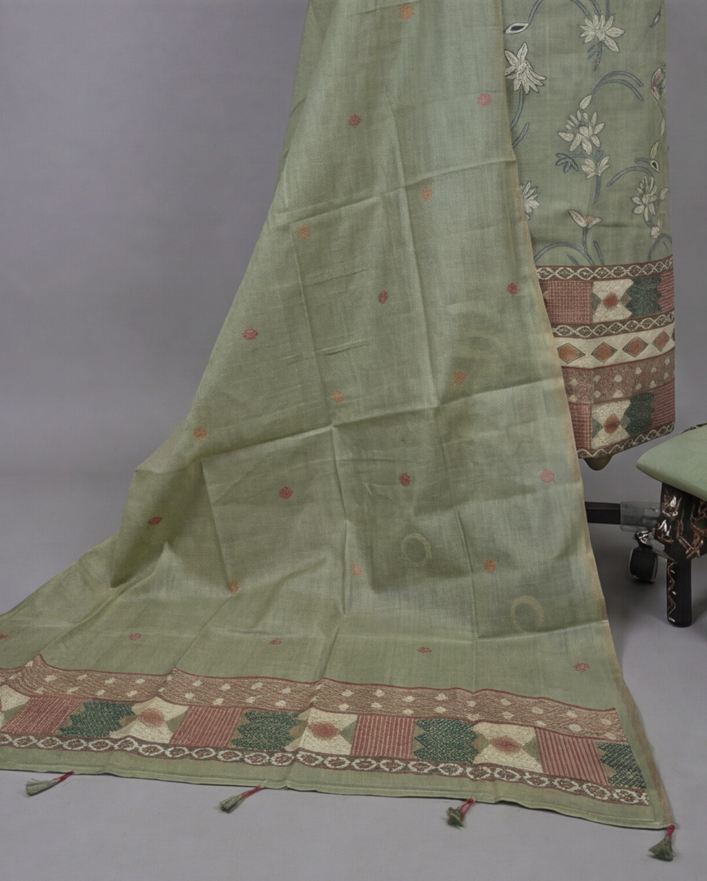 Premium Chanderi Thread - Sage Green