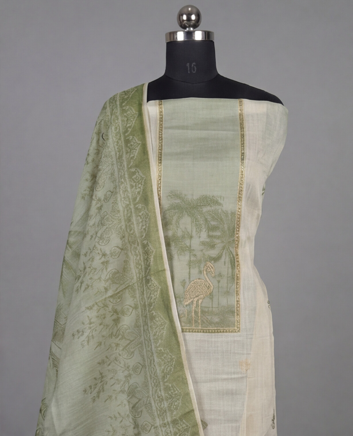 Premium Chanderi Zari - Green