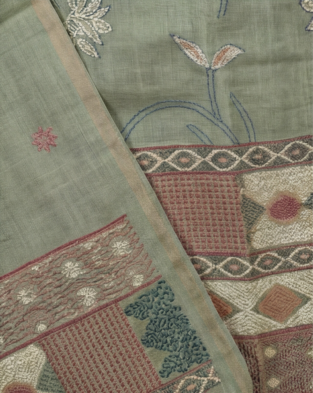 Premium Chanderi Thread - Sage Green