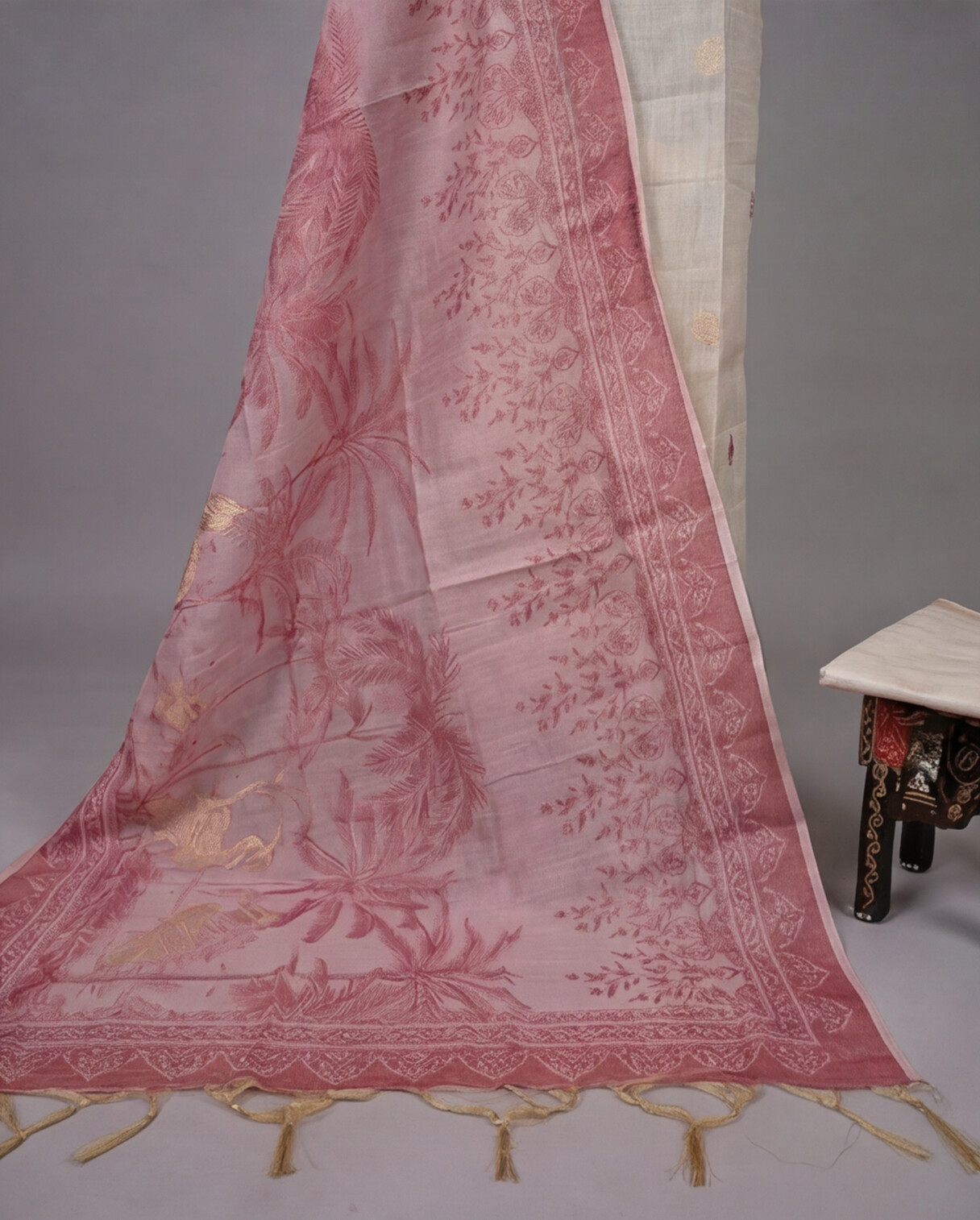 Premium Chanderi Zari - Rose