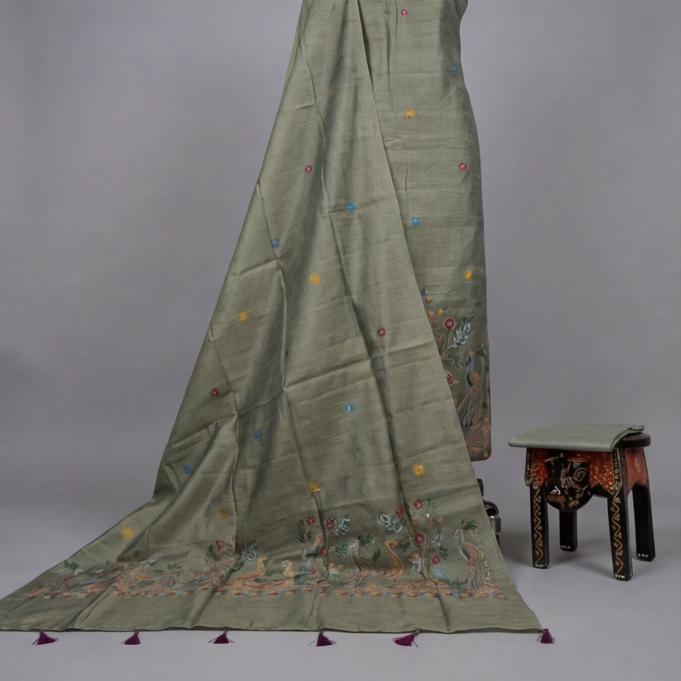 Premium Chanderi Zari - Olive Green