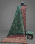 KHADI SILK CRACK BATIK  CHUDI SETS - MAROON WITH PEACOCK GREEN