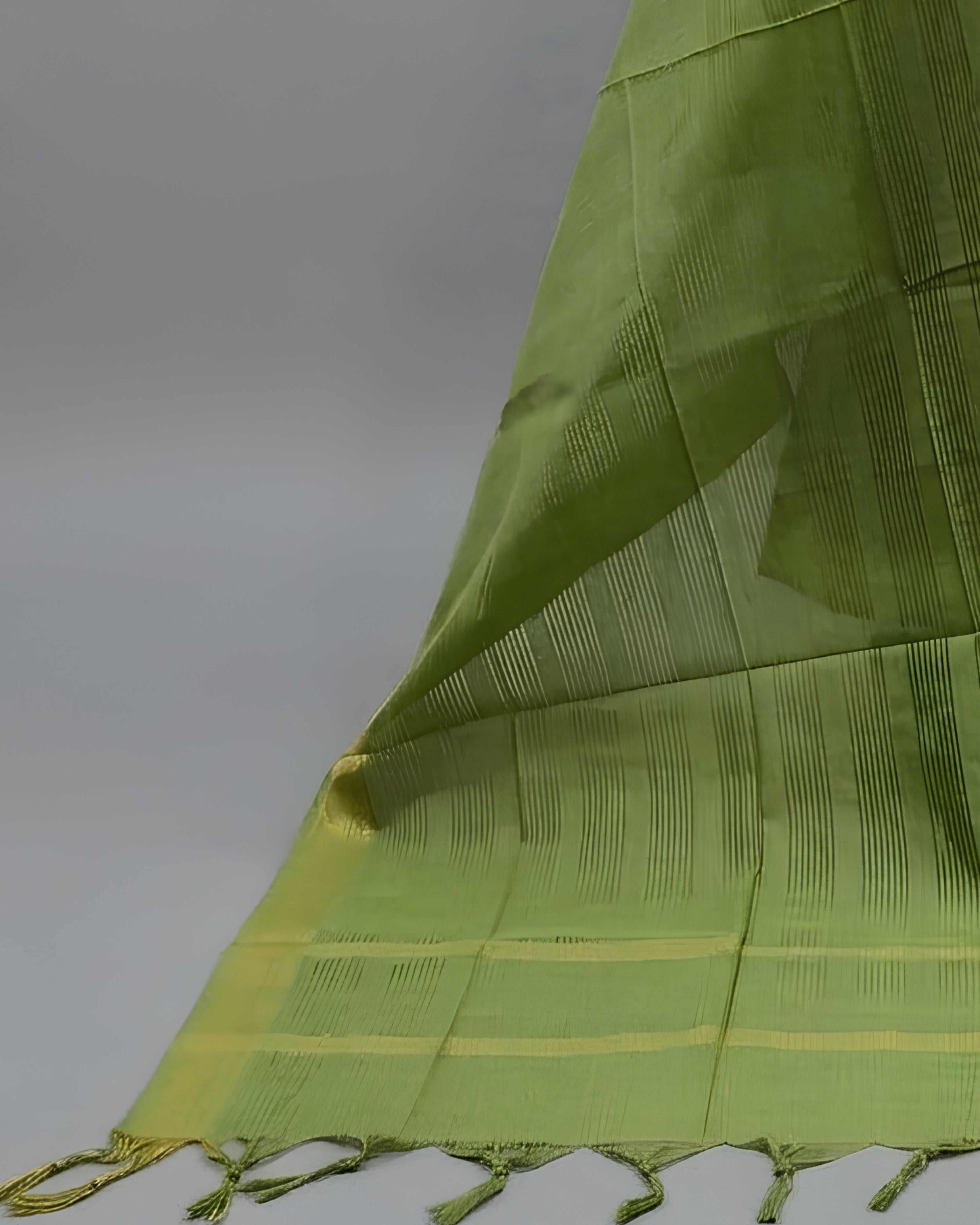 MANGALAGIRI PURE COTTON  ZARI -MAUVE BROWN WITH LIME GREEN