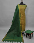 MANGALAGIRI PURE COTTON  ZARI - MUSTARD YELLOW WITH BOTTLE GREEN