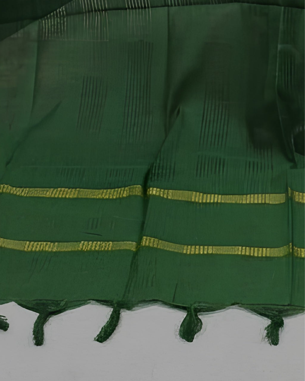 MANGALAGIRI PURE COTTON  ZARI - MUSTARD YELLOW WITH BOTTLE GREEN