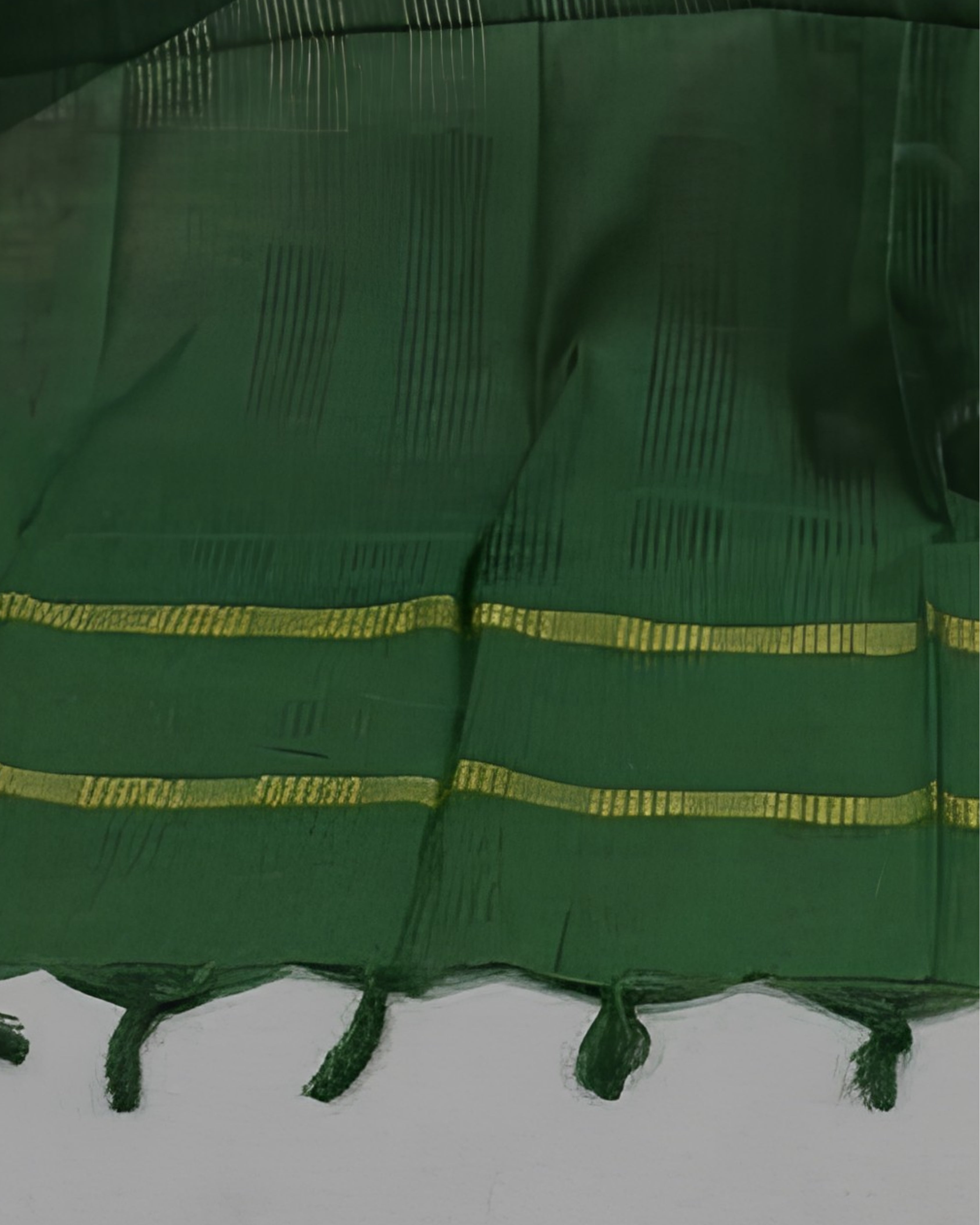 MANGALAGIRI PURE COTTON  ZARI - MUSTARD YELLOW WITH BOTTLE GREEN