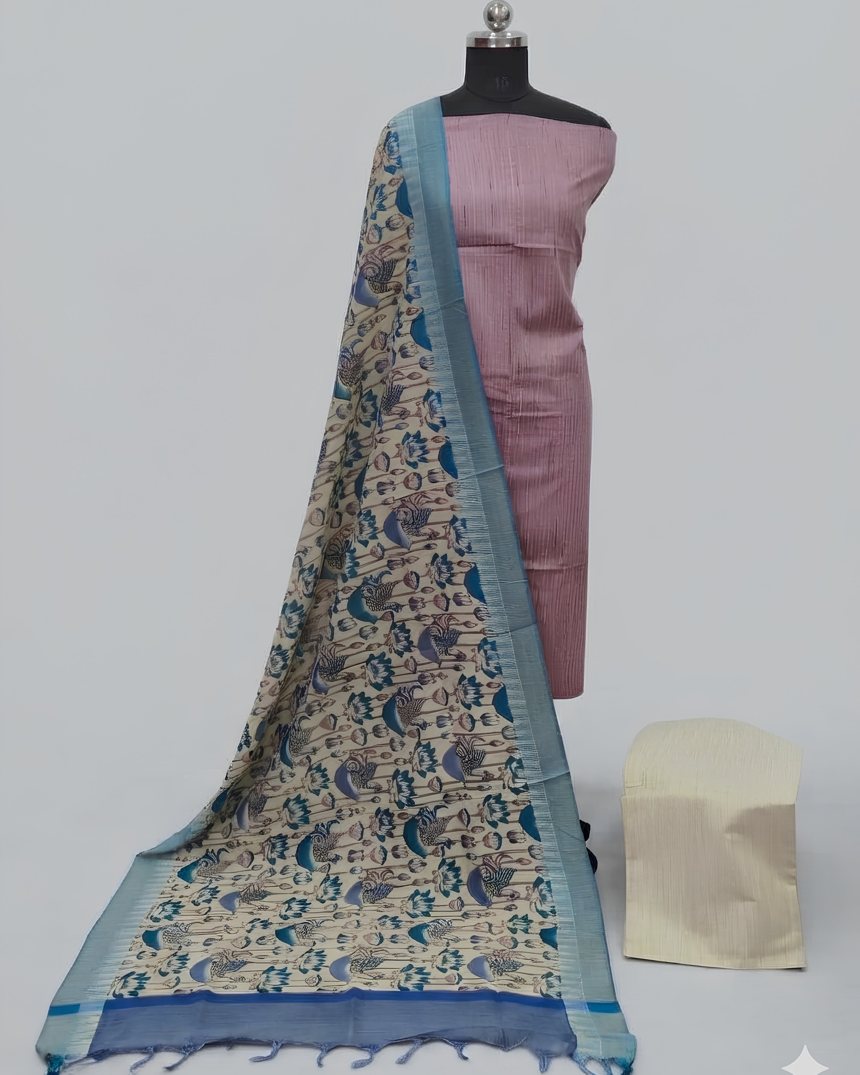 KADHI COTTON PICHWAI PRINTED DUPATTA CHUDI SET - ONION PINK