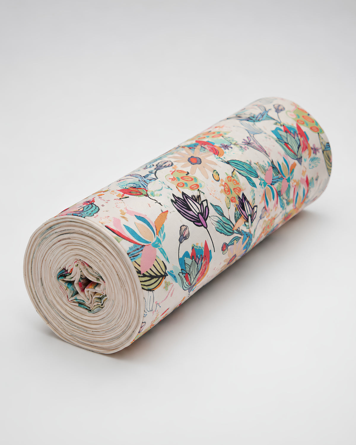 Cotton slub fabric with digital floral print by S Fabs, showcasing a mixed floral design on soft cotton material.