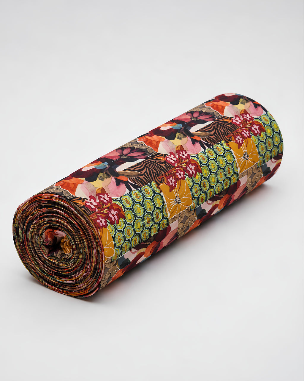 Cotton Slub fabric by S Fabs with digital floral print showcasing colorful flower patterns on soft cotton material.