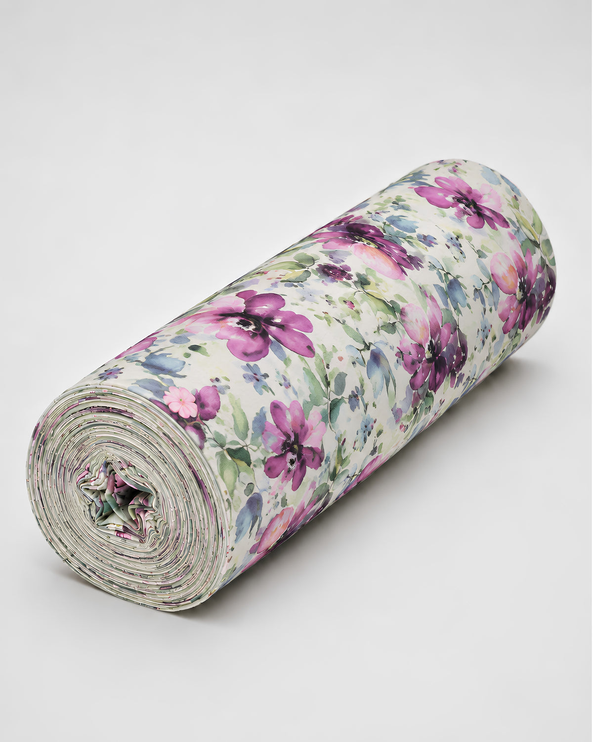 Pink floral digital print cotton slub fabric by S Fabs, showing a soft textured material with vibrant floral patterns.