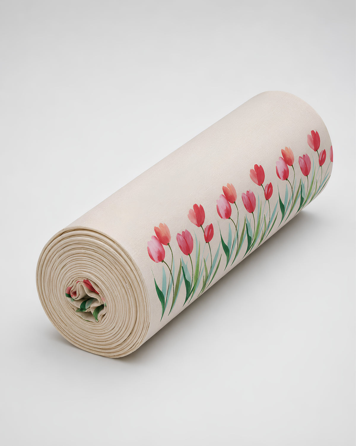 Cotton Slub fabric with digital tulip print by S Fabs, showcasing soft texture and vibrant floral design.