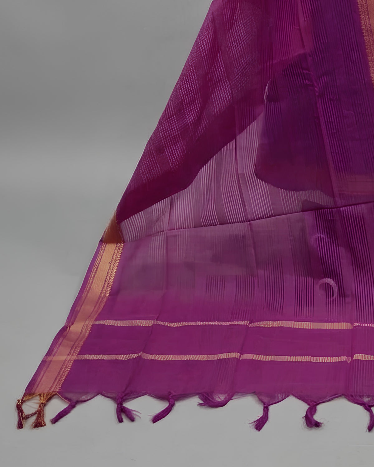 Mangalagiri pure cotton zari fabric in lavender blue with magenta pink accents, crafted by S Fabs.