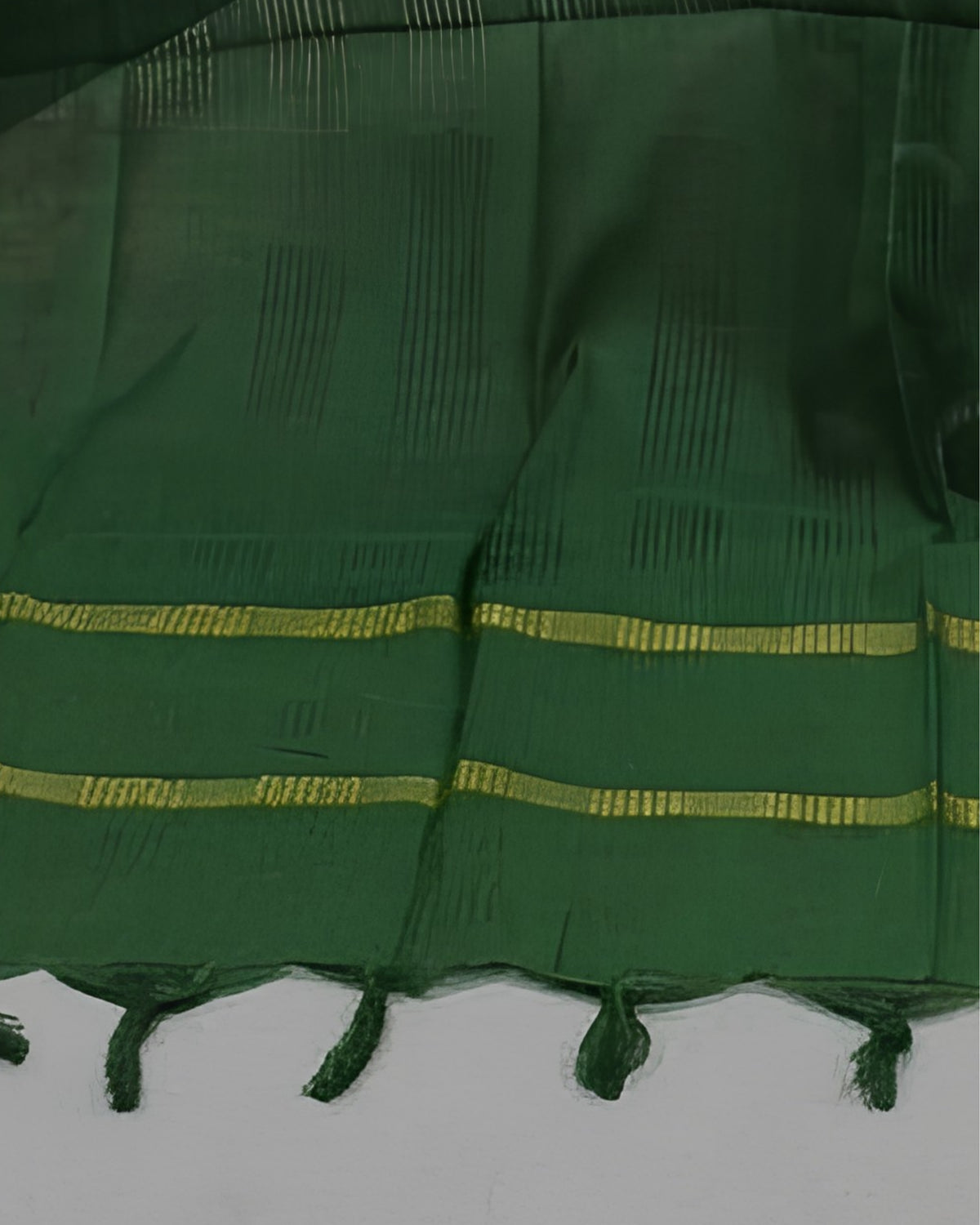 Mangalagiri pure cotton zari fabric in mustard yellow with bottle green accents, crafted by S Fabs.